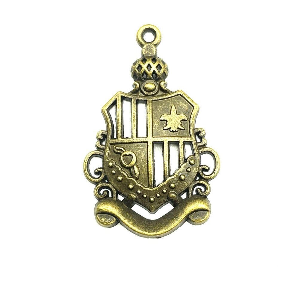 1963 20PC Antique Bronze British Badge Charms Pendants for Jewelry Bracelet